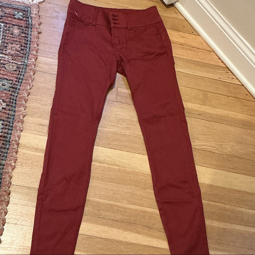 Wax Jean Burgundy Pants